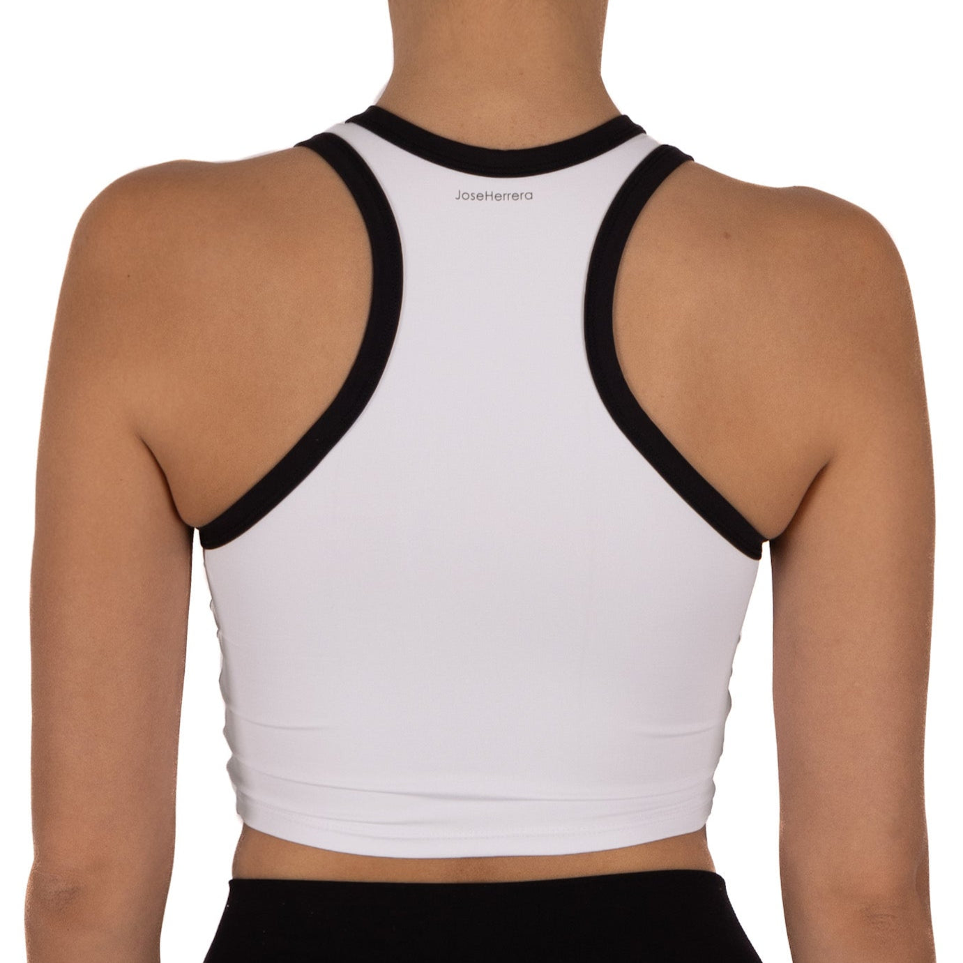 Camiseta Sin Mangas Crop top Blanca Vivo Negro