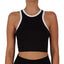 Camiseta Sin Mangas Crop Top Negro Vivo Blanco