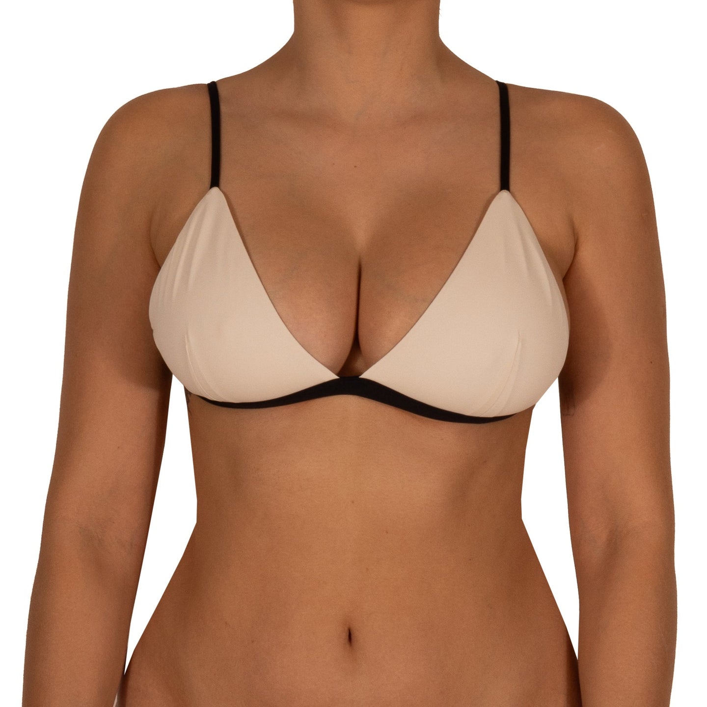 Top de Bikini Triángulo Tirante Ajustable Milena Ecru Black