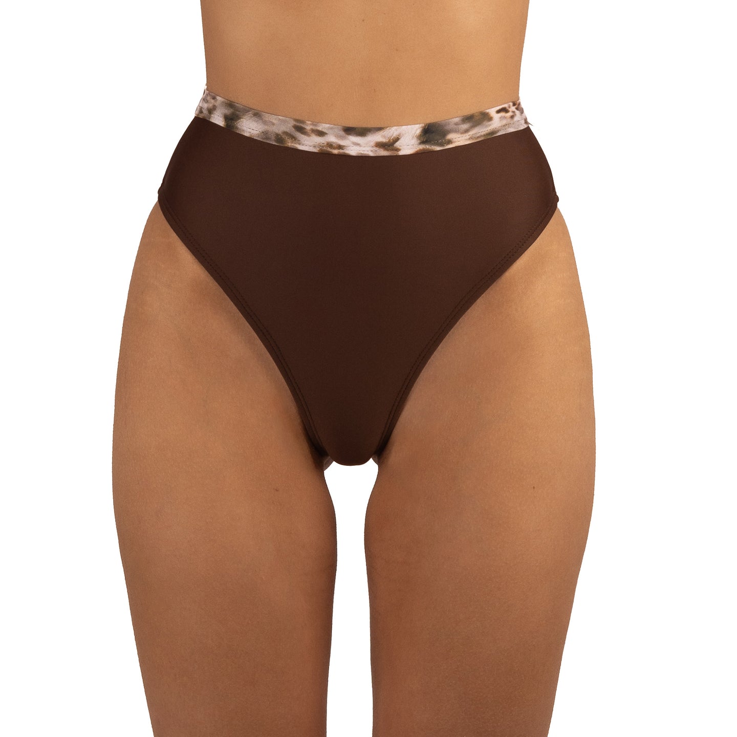 Bottom de Bikini Tiro Alto a la cintura Alessandra Cafe Leopardo by Paula y Sofía Fernández