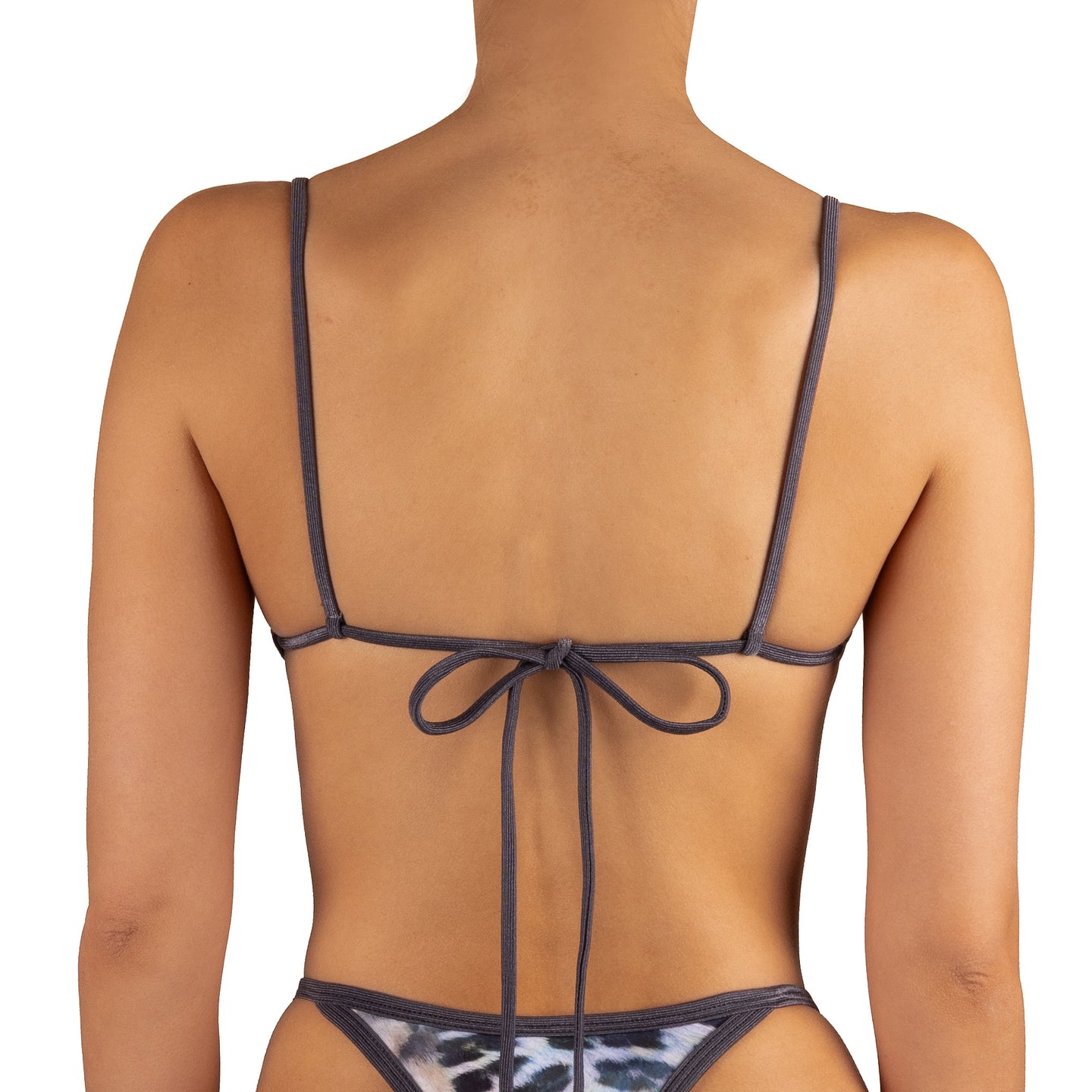 Top de Bikini Escote Redondo Argolla Plateada Cloe Guepardo Brillo Noche by Paula y Sofía Fernández