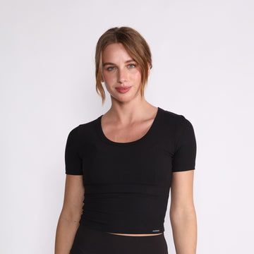 T-SHIRT RIBBED BLACK