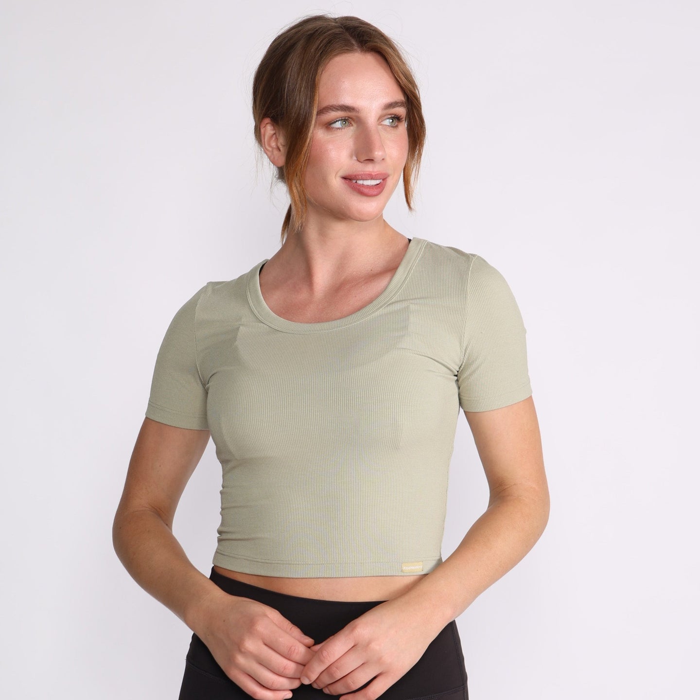 T-SHIRT RIBBED LIGHT SAGE