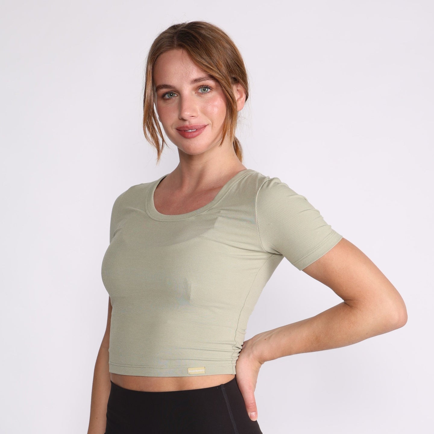 T-SHIRT RIBBED LIGHT SAGE