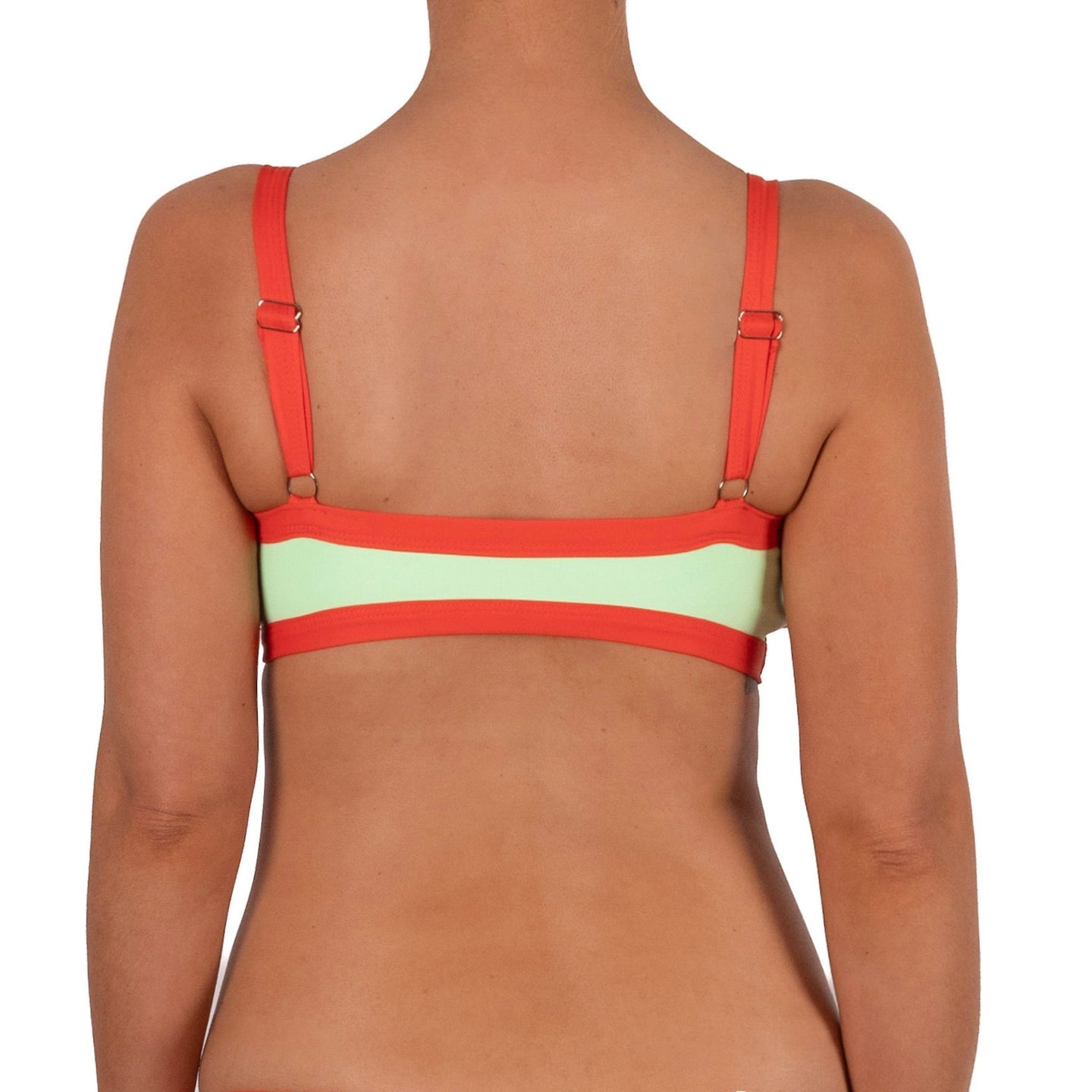 Top de Bikini Escote Profundo Tirante Ancho Dominique Menta Tomate