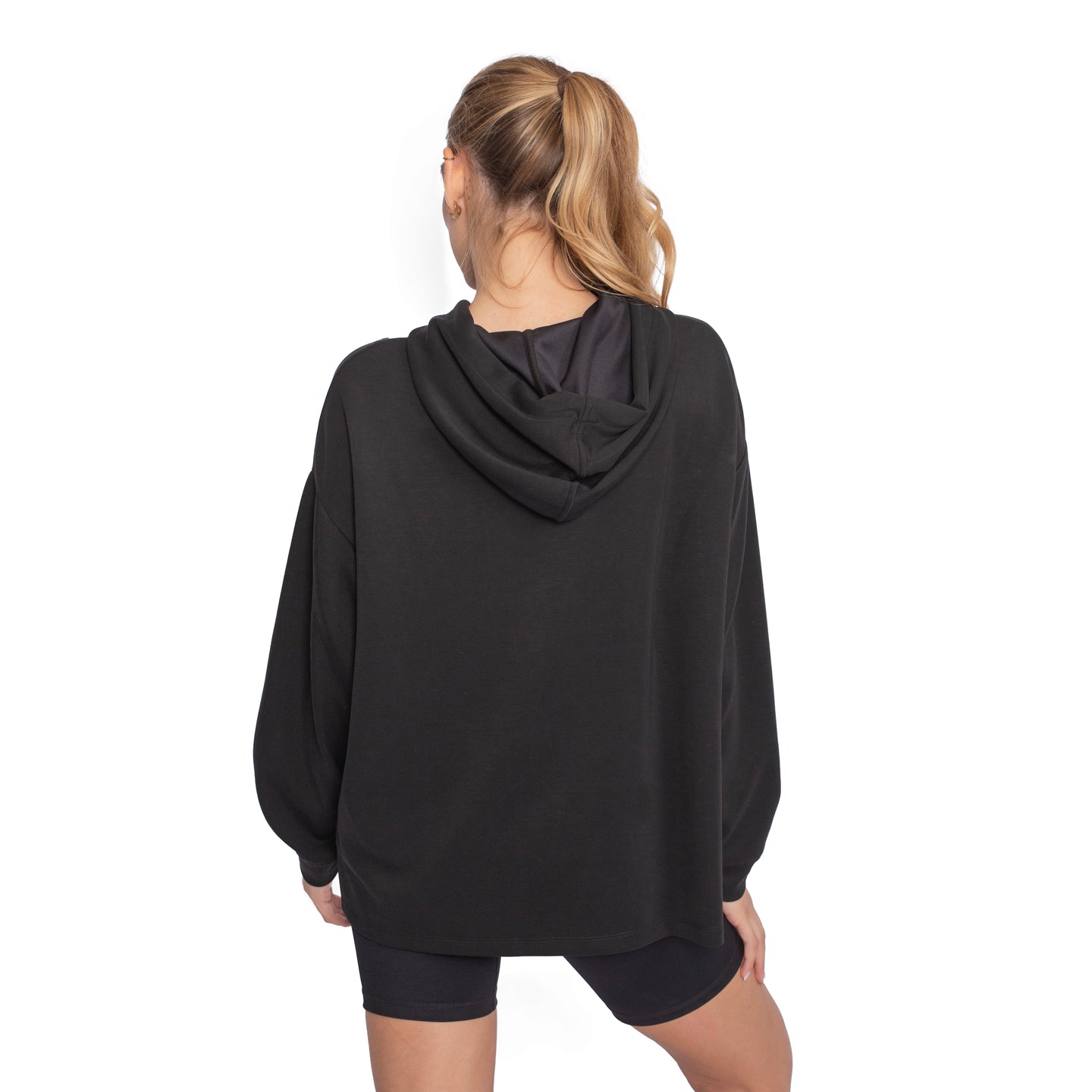 Poleron de Modal con Capucha Oversize Negro