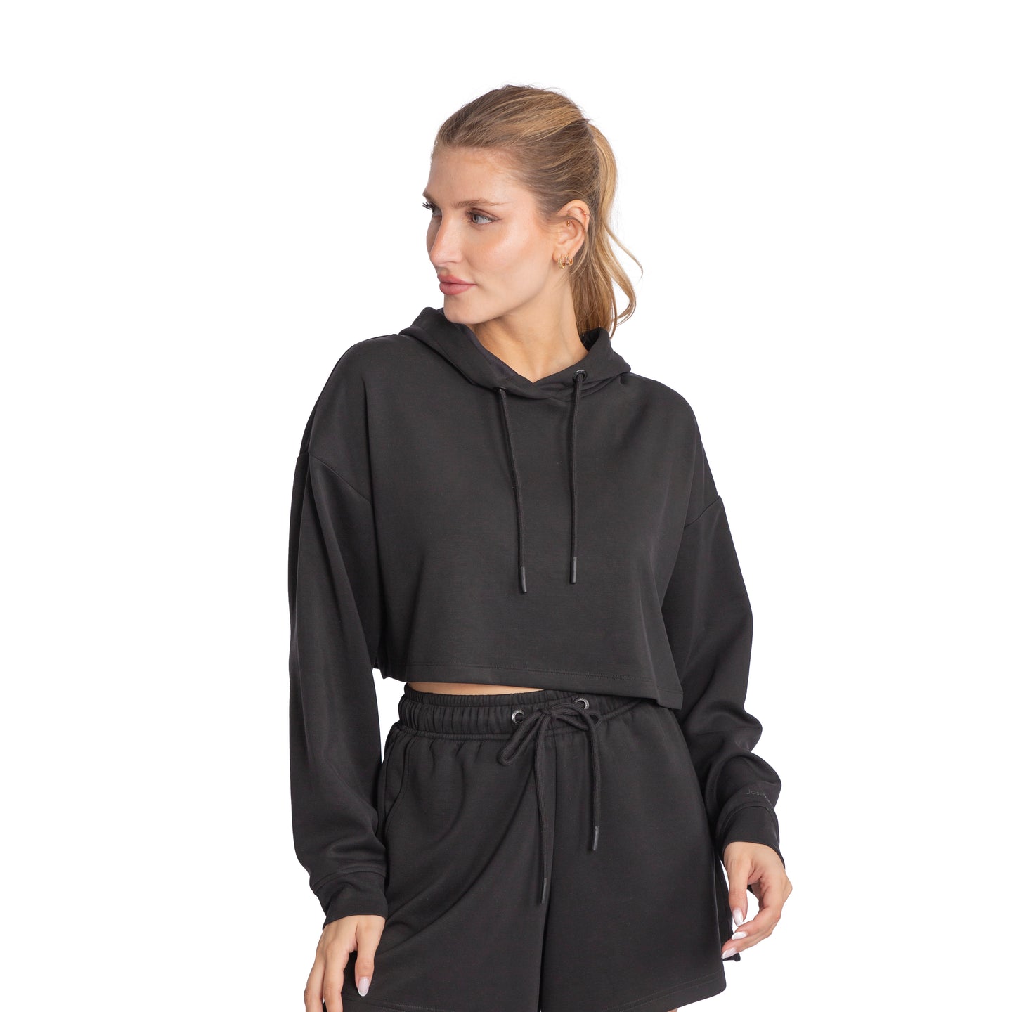 Polerón de Modal Corto con Capucha Negro