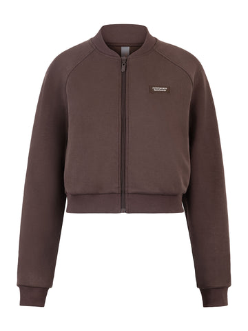 Chaqueta Mujer Crop Cierre Modal Chocolate