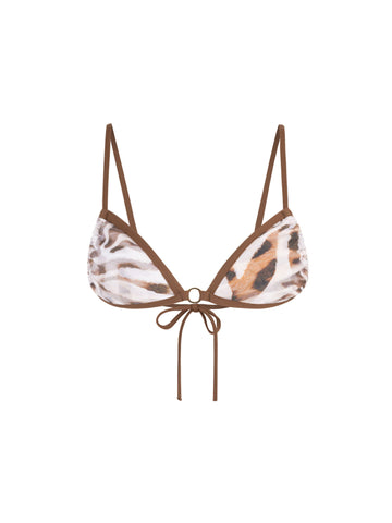 Top de Bikini Escote Redondo Argolla Dorada Cloe Lince Caramelo by Paula y Sofía Fernández