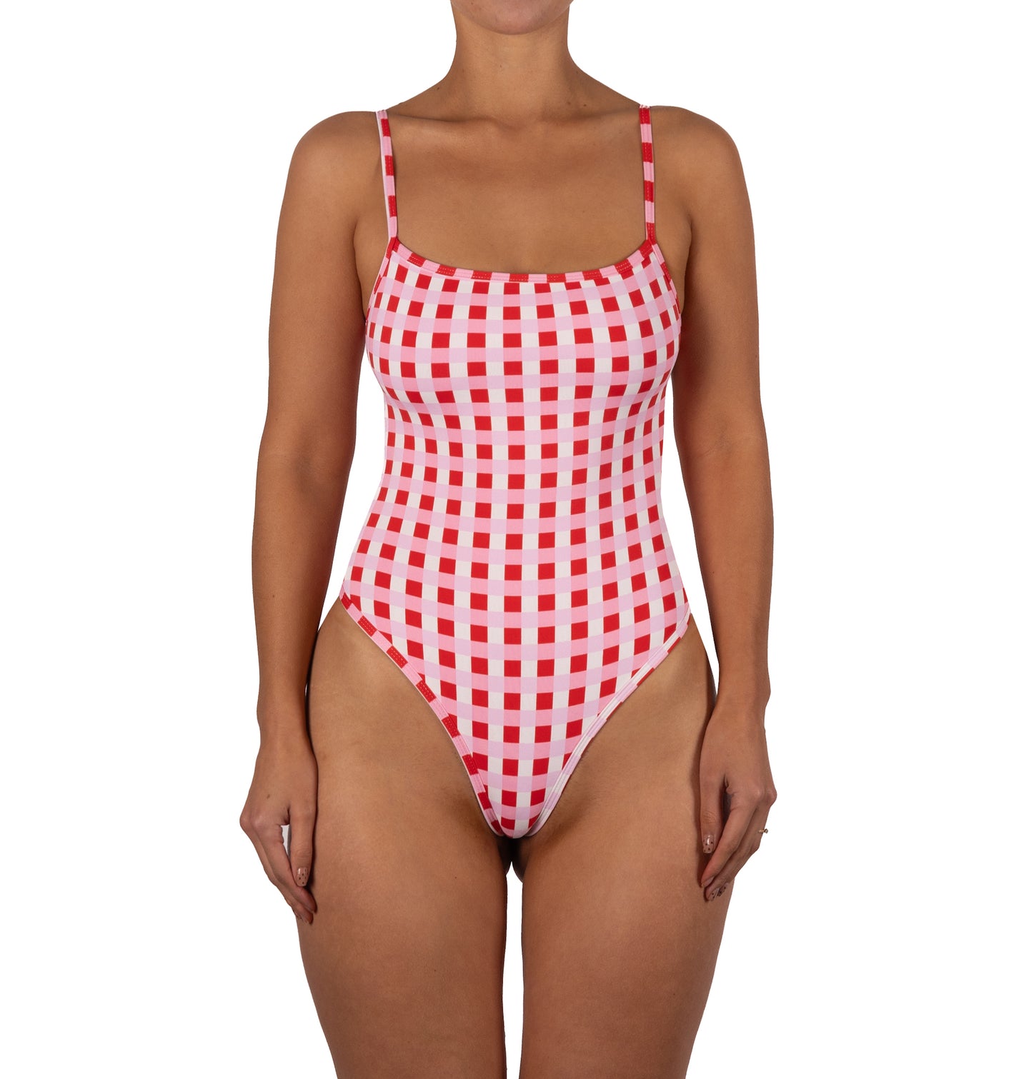 Traje de Baño Entero Sin Elastico Gracia Cuadrille Rojo