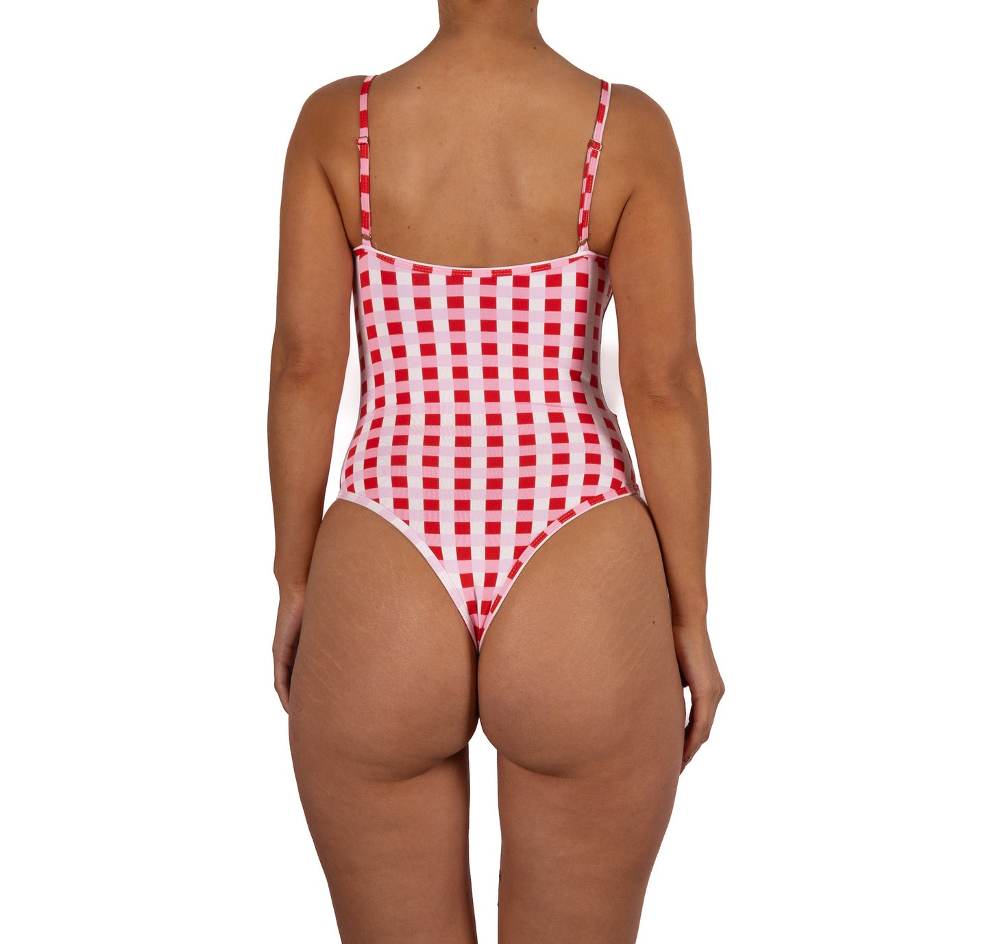 Traje de Baño Entero Sin Elastico Gracia Cuadrille Rojo