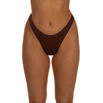Bottom de Bikini Tiro Alto a la Cintura Olivia Brillo Café