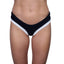 Bottom De Bikini Tiro Medio Sin Elastico Agustina Rib Trenzado Negro Contorno Inferior Blanco