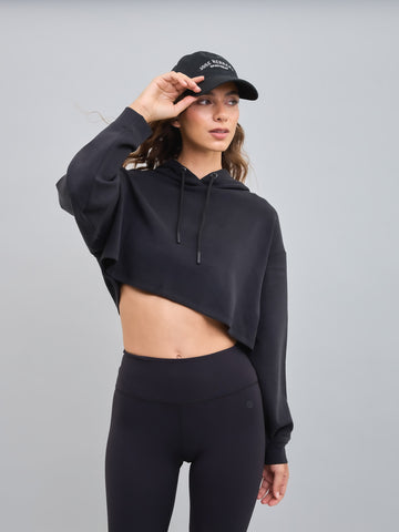 Polerón de Modal Corto con Capucha Negro