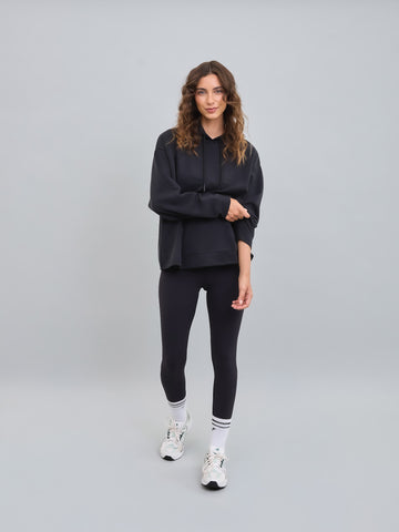 Poleron de Modal con Capucha Oversize Negro