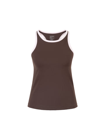Polera Deportiva Elasticada Sin Mangas Emilia Chocolate Rosa