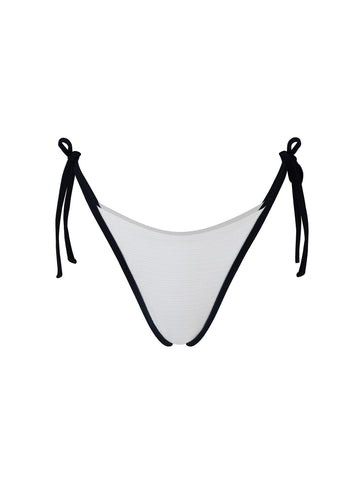 Bottom de Bikini Amarras Rita Rib Trenzado Blanco Negro