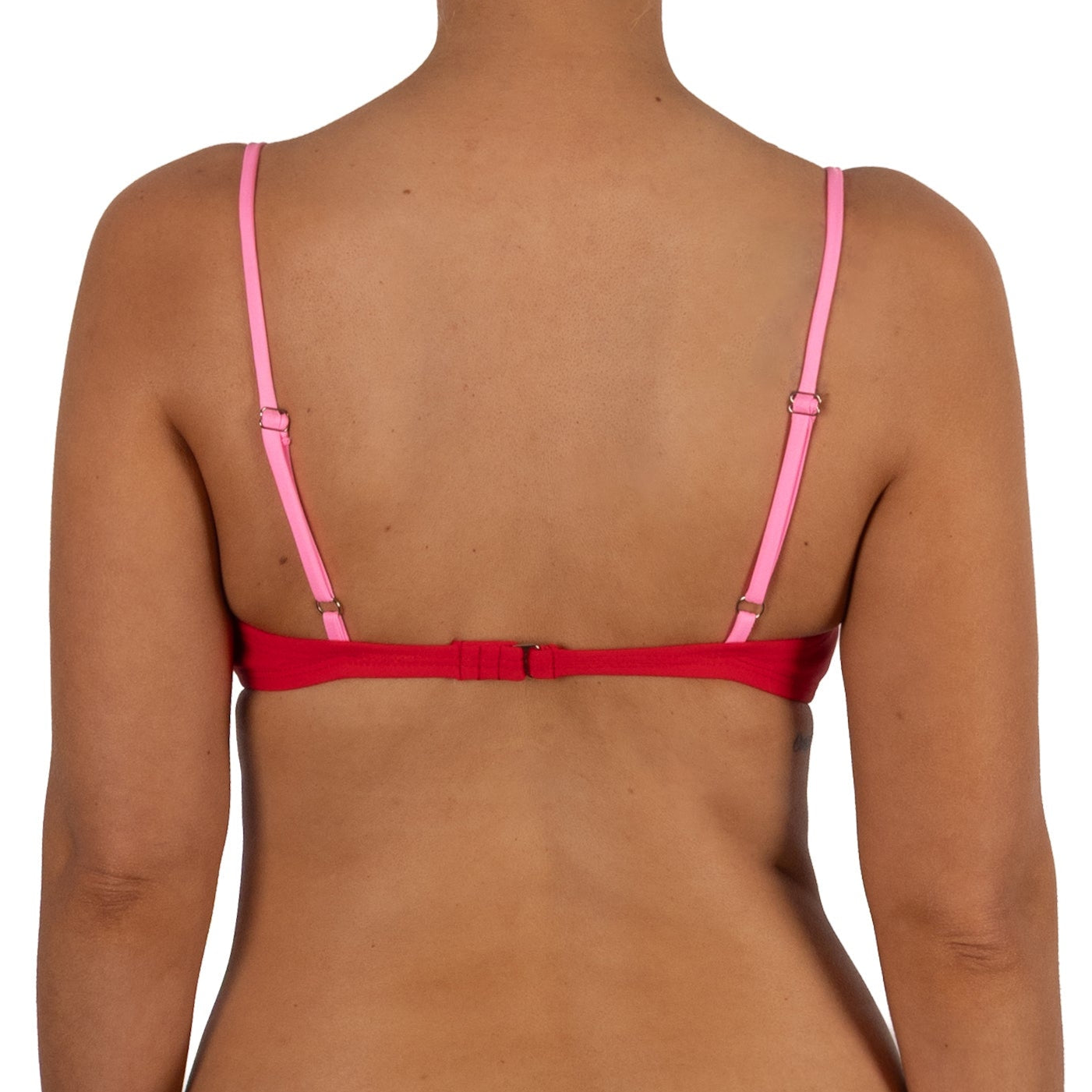 Top de Bikini Escote Redondo Profundo Romina Rojo Mostacilla Roja