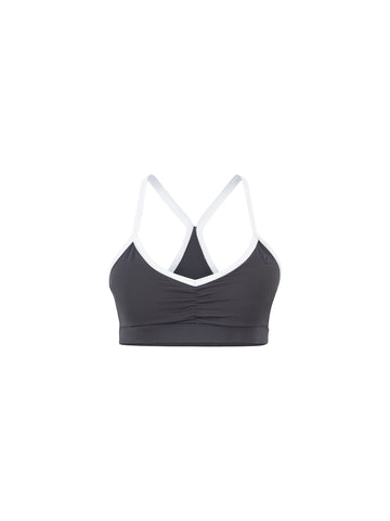 Peto Deportivo Crop Recogido Frontal Gris Blanco