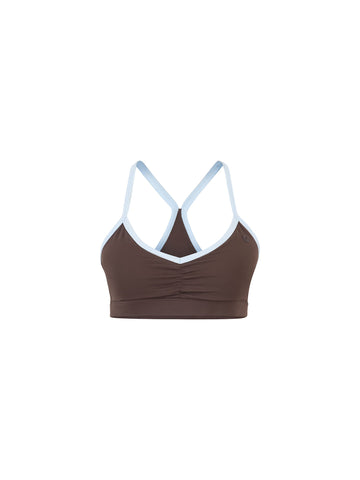 Peto Deportivo Crop Recogido Frontal Chocolate Celeste
