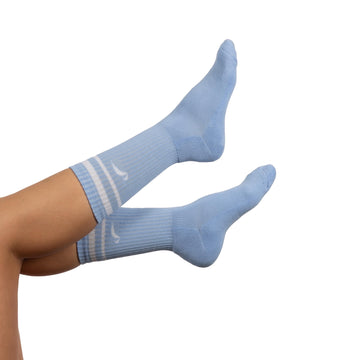 Bi-pack Calcetines Largo Sobre Tobillo Celeste Blanco