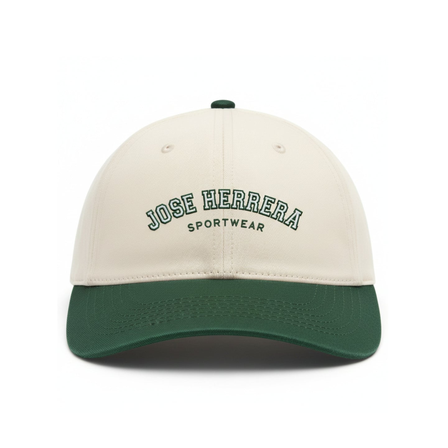 Gorro Tipo Jockey Bordado Jose Herrera Crema Verde Blanco