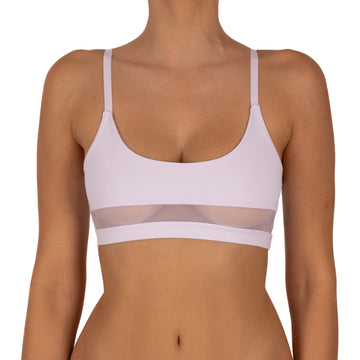 Sostén Tipo Peto Cuello Redondo Corte Malla Blanco