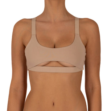 Sostén Tipo Peto Con Corte En Contorno Delantero Beige