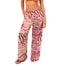 Pantalón Cintura Elasticada con Pierna Ancha Estampado Morado Naranjo