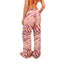 Pantalón Cintura Elasticada con Pierna Ancha Estampado Morado Naranjo