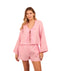 Blusa Amarras Mangas Acampanadas Lino  Rosado