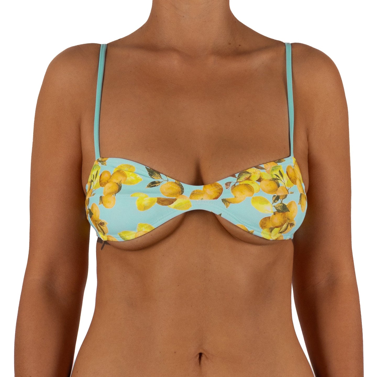 Top de Bikini Escote Redondo Profundo Romina Celeste Limon