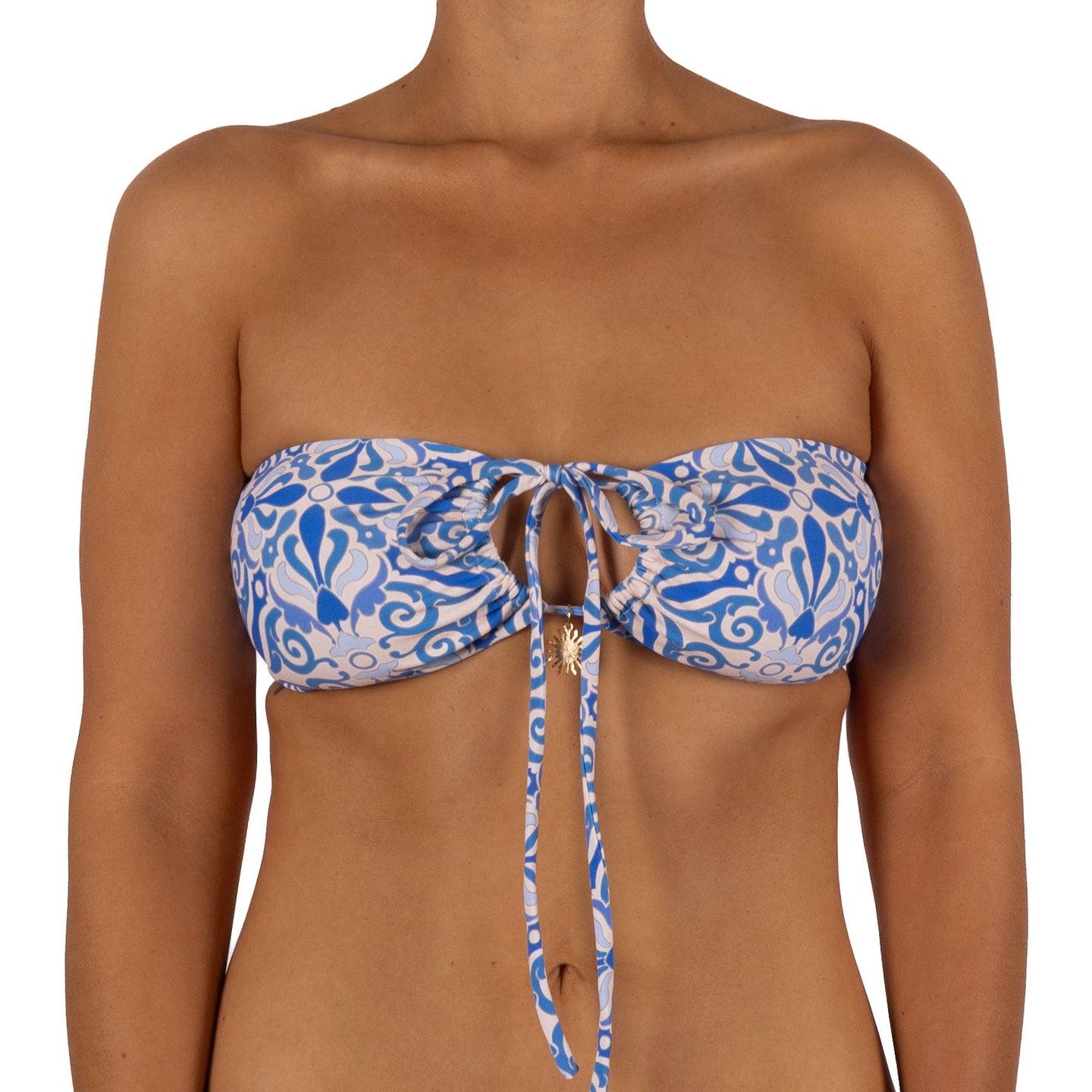 Top de Bikini Straples Multiformas Lia Azulejos Colgante Sol