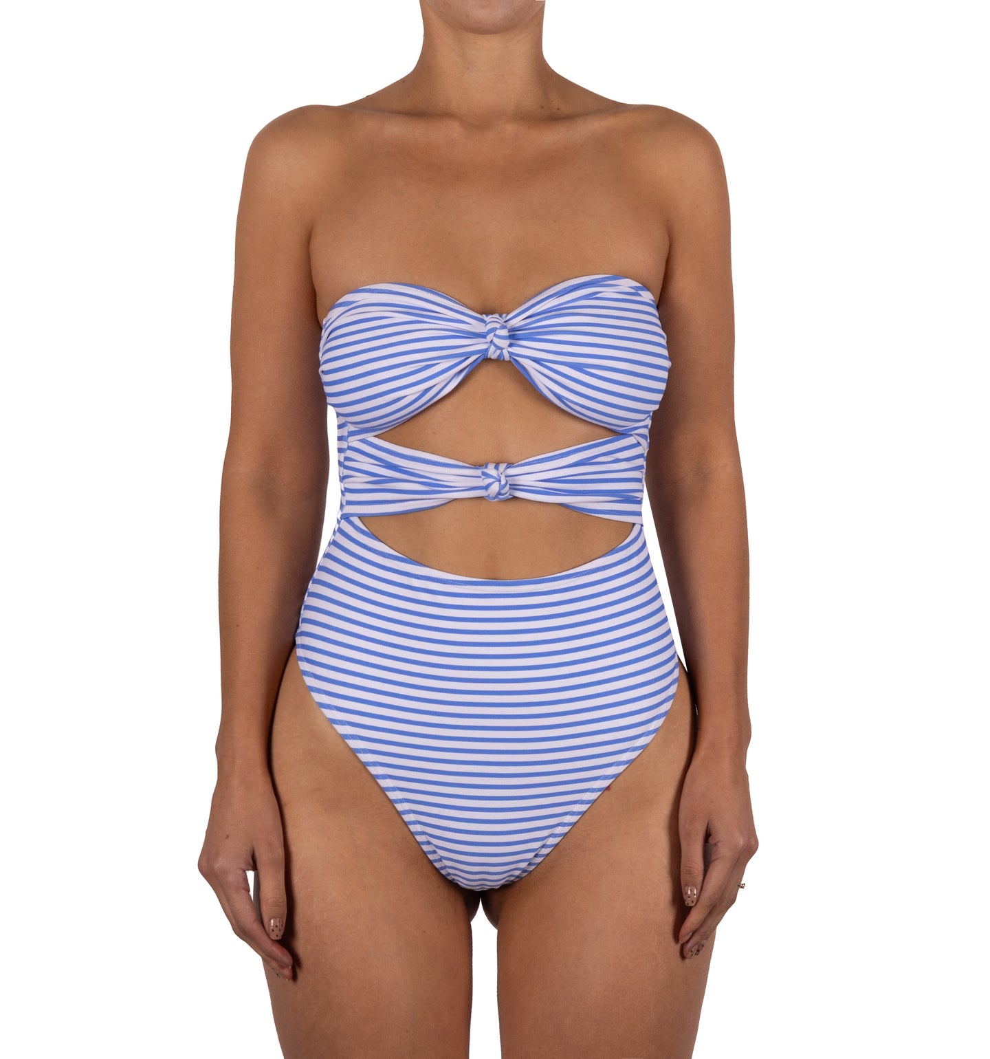 Traje De Baño Entero Trikini Nudos Victoria Raya Azul