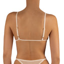 Top de Bikini Triangulo Tirante Ajustable Amarra Frontal Maura Brillo Fiesta Blanco by Paula y Sofía Fernández