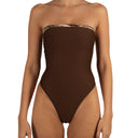 Traje de Baño Entero Strapless Luisa Cafe Leopardo by Paula y Sofía Fernández
