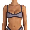 Top de Bikini Escote Redondo Profundo Tirante Ancho Jesu Acero Brillo Noche by Paula y Sofía Fernández