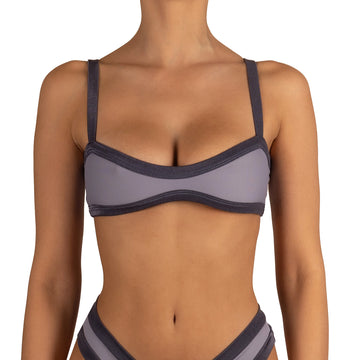 Top de Bikini Escote Redondo Profundo Tirante Ancho Jesu Acero Brillo Noche by Paula y Sofía Fernández