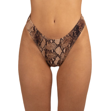 Bottom de Bikini Tiro Alto a la Cintura Olivia Rib Trenzado Cobra by Paula y Sofía Fernández