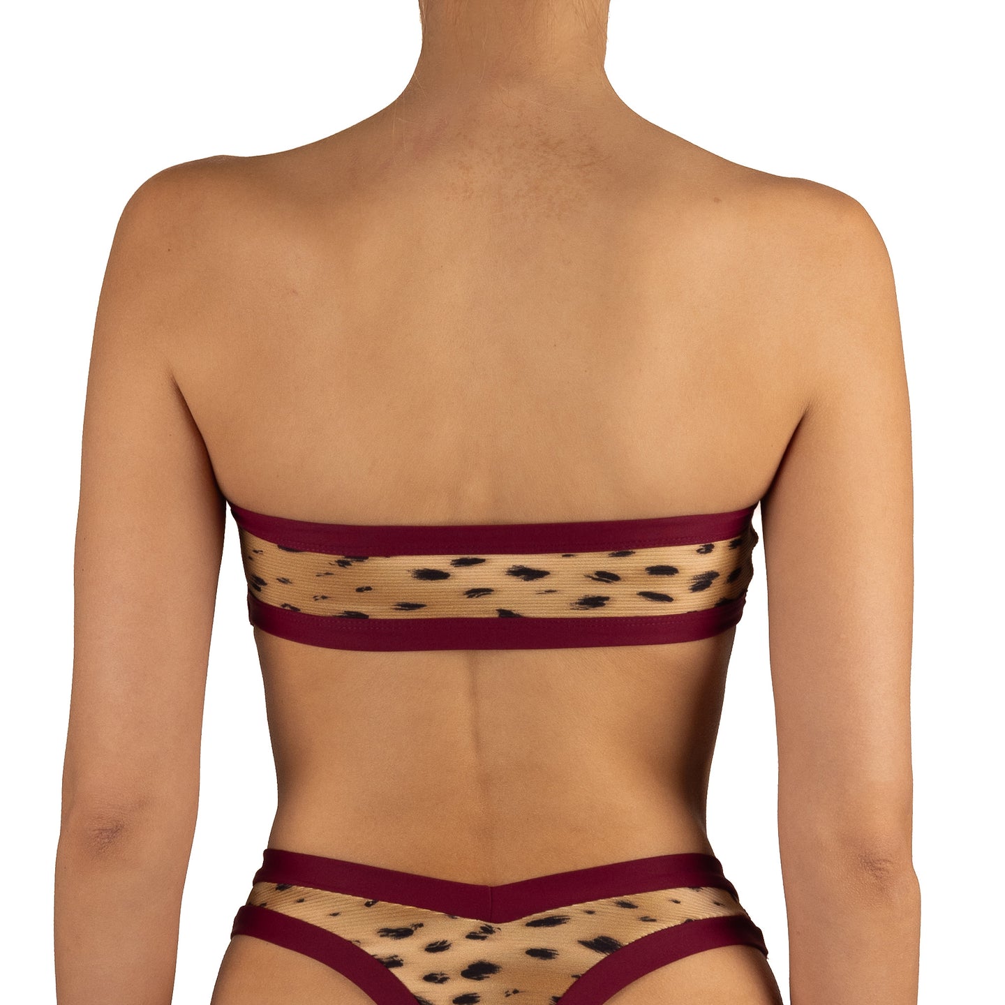 Top de Bikini Strapless Anais Rib Chita Granate by Paula y Sofía Fernández