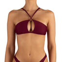 Top de Bikini Halter Escote Frontal Soledad Granate by Paula y Sofía Fernández