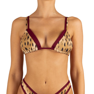Top De Bikini Triangular Doble Sofia Rib Chita Granate by Paula y Sofía Fernández