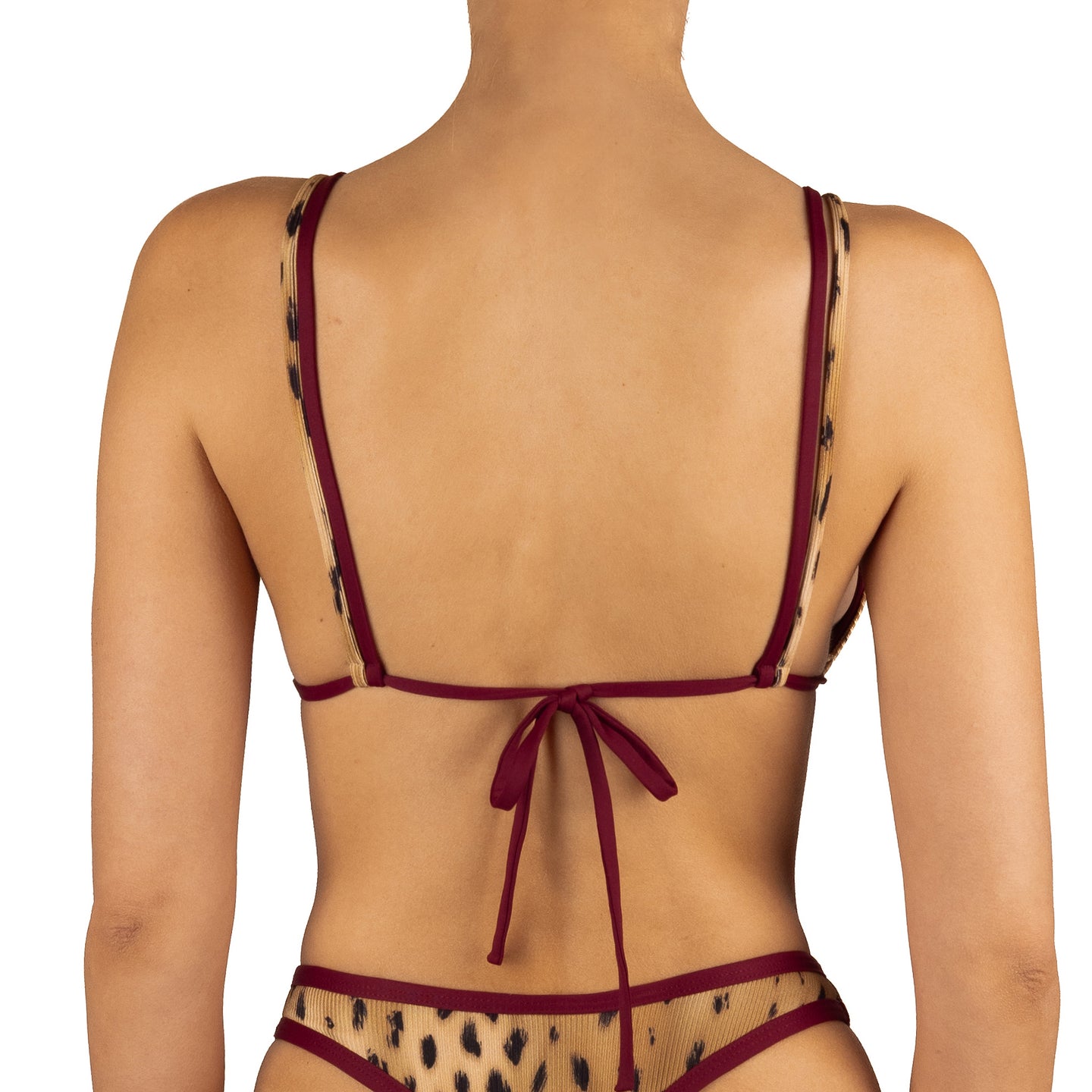 Top De Bikini Triangular Doble Sofia Rib Chita Granate by Paula y Sofía Fernández