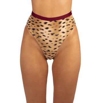 Bottom de Bikini Tiro Alto a la cintura Alessandra Rib Chita Granate by Paula y Sofía Fernández