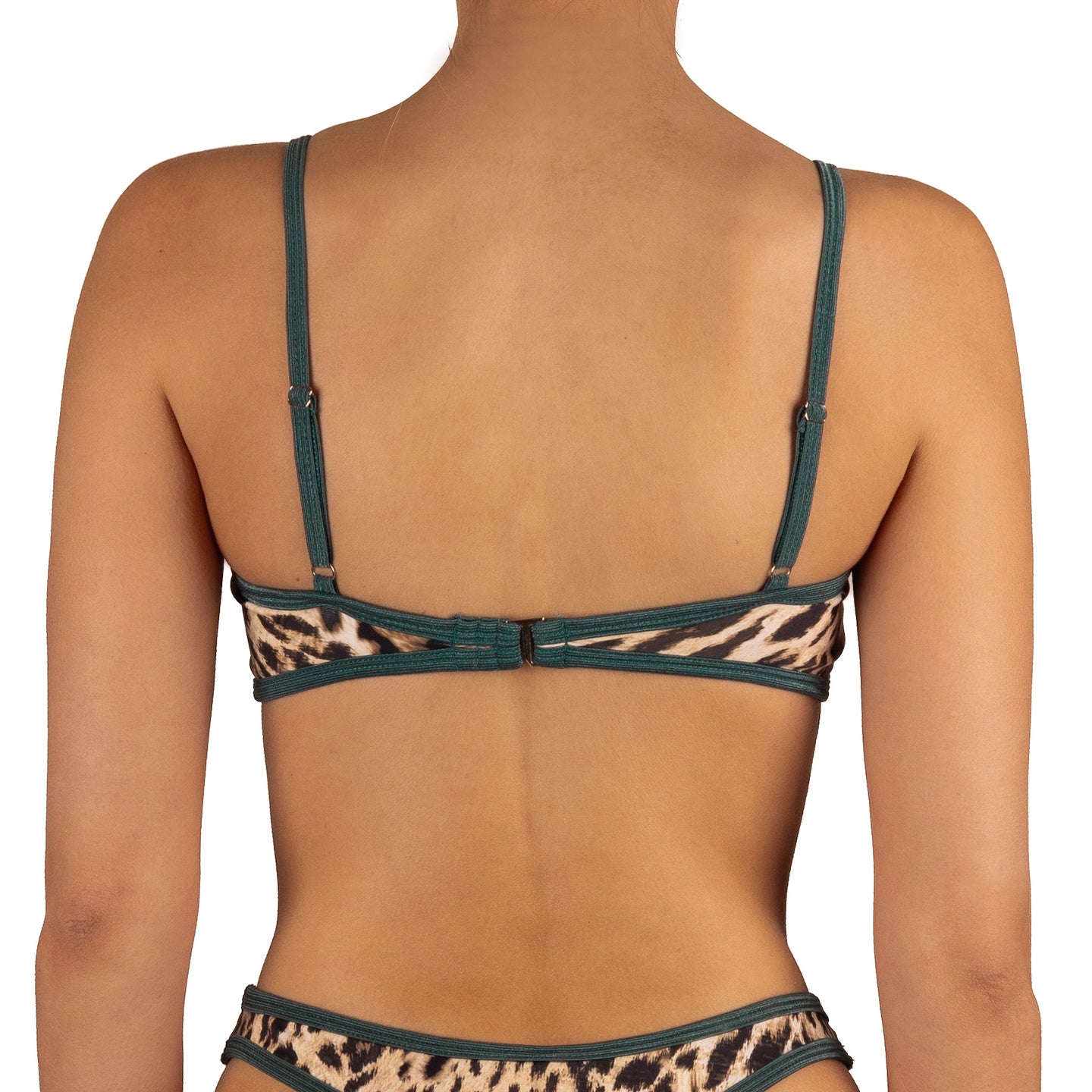 Top de Bikini Escote Redondo Veronica Jaguar Brillo Bosque by Paula y Sofía Fernández