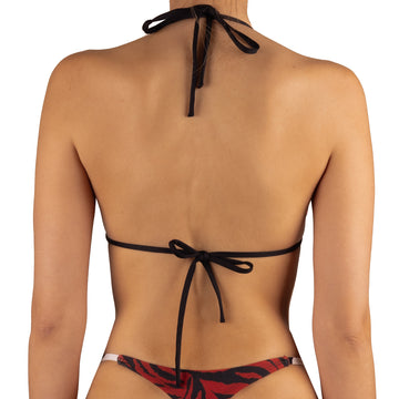 Top de Bikini Triangulo Amarrado al Cuello Rebeca Cebra Doble by Paula y Sofía Fernández