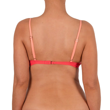 Top de Bikini Escote Redondo Profundo Romina Salmon Tirante Coral