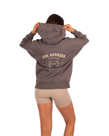 Poleron Hoddie Oversized con Cierre Gris Oscuro