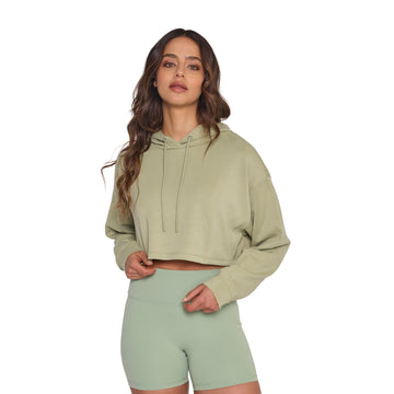 Poleron de Modal Corto  con Capucha Musgo
