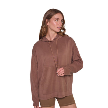 Poleron de Modal con Capucha Oversize Cafe